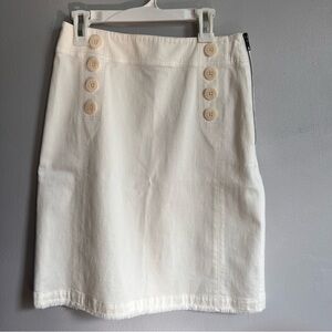 Margaret O'Leary Cream Button-Accent Midi Skirt